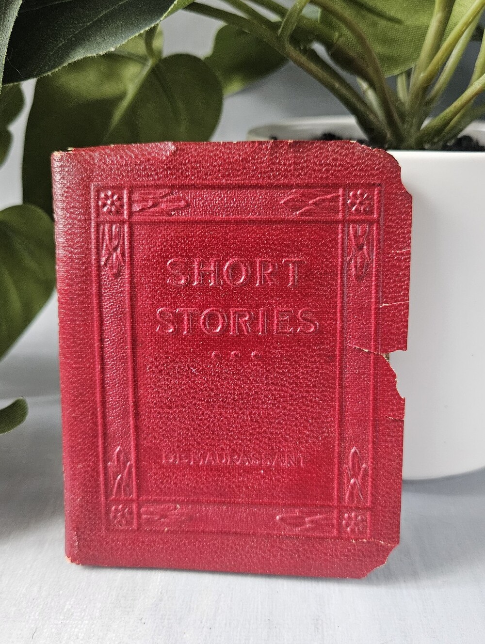 Vintage Little red Leather Library 1920's, Short Stories by Guy de Maupassant a